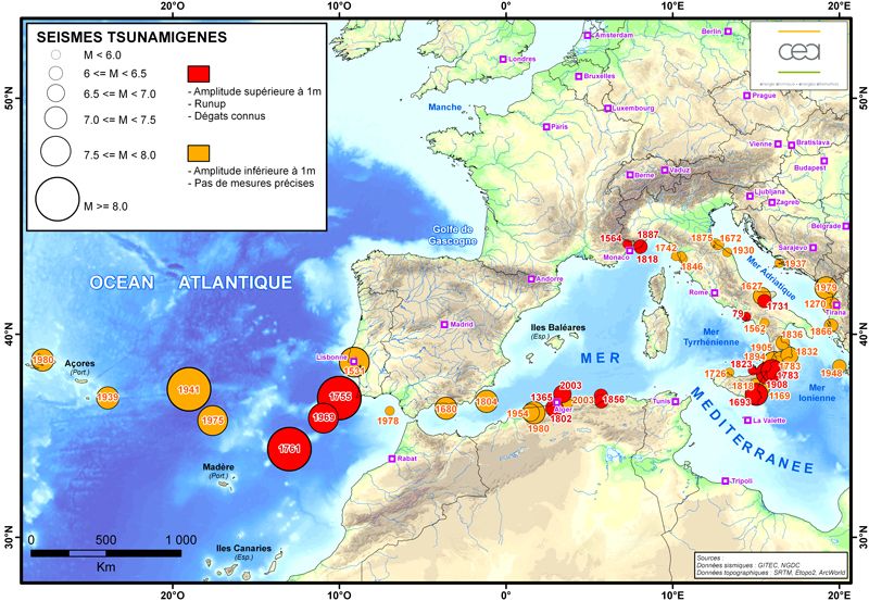 Les tsunamis dans l’Atlantique et en Méditerranée